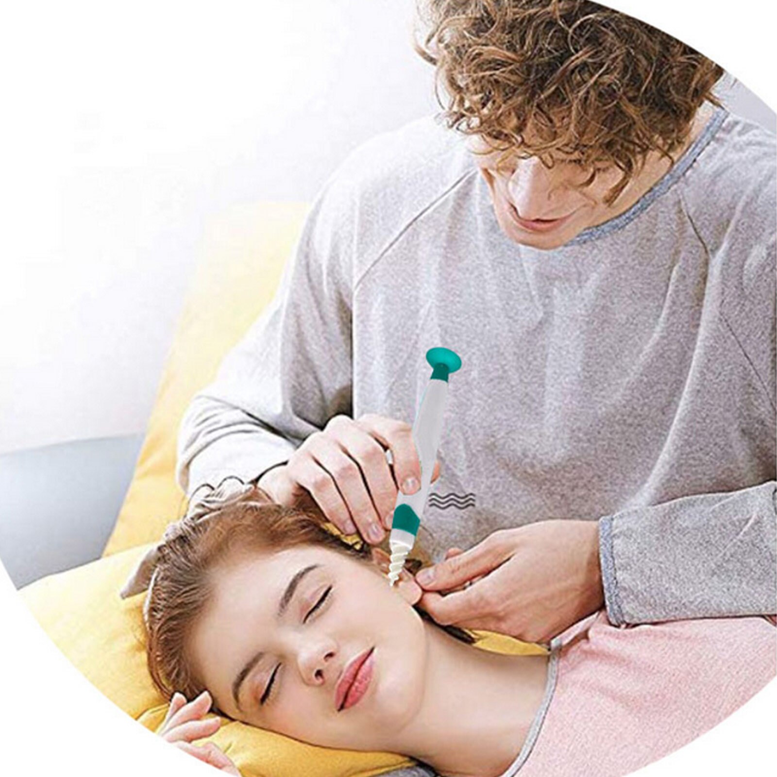 Earpick Spiral Ear Wax Earwax Remover Cleaner with Suction Cup Handle and Soft Replacement Heads for Home Ear Care Supplies