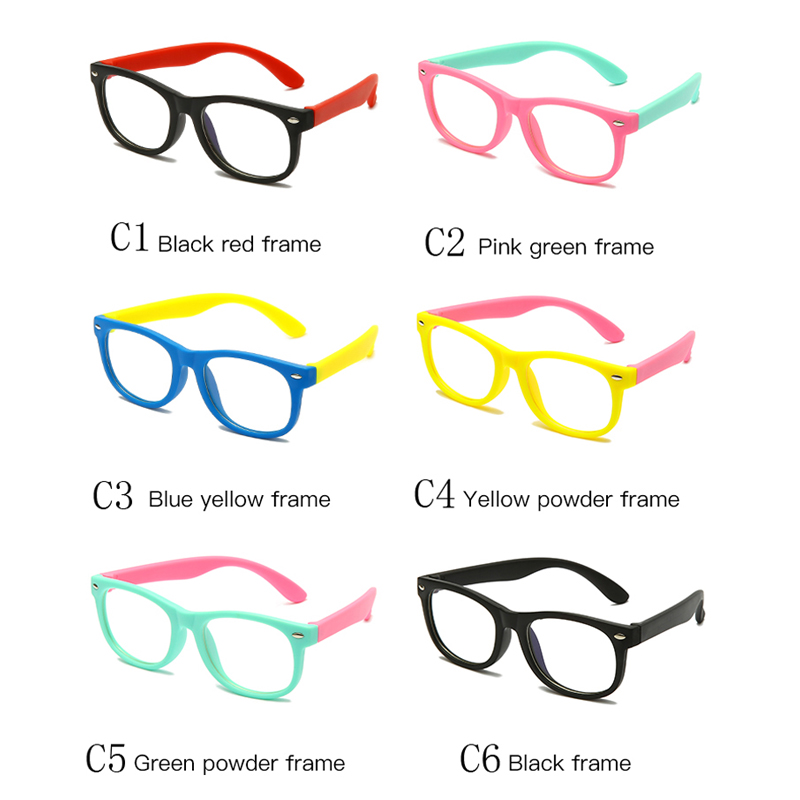 Anti-blue Light Children Rubber Glasses Boy Girl Brand Soft Frame Goggle Plain Kids Square Anti Blue Light Eyewear TR90