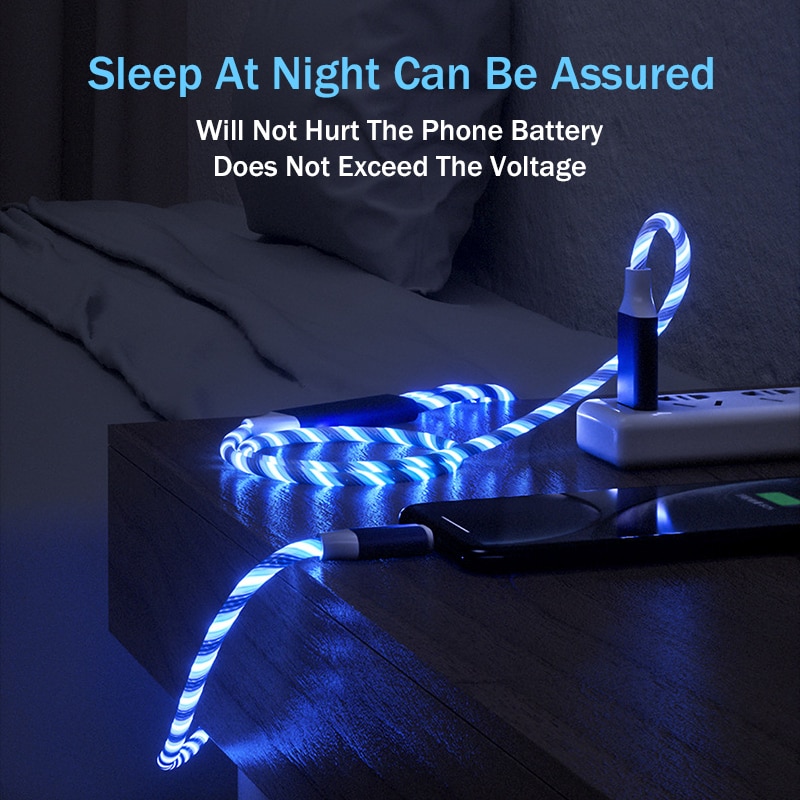 3in1 LED Flow Luminous Lighting Cable Micro USB Type C Charger Cable for iPhone Huawei Samsung Data Wire USB C Phone Micro Kable