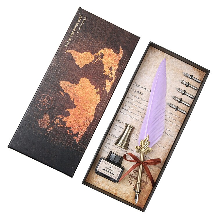 Vintage Antieke Veer Dip Pen Metalen Nibbed Pen Inkt Schrijven Quill Plakboek Veer Pen Set Creatieve Vulpen: 11