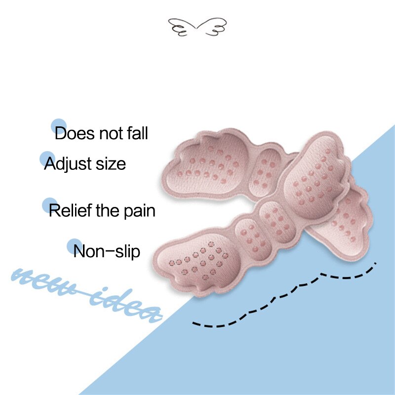 1 paire de semelles intérieures de talon papillon, autocollants pour chaussures à talons, longueur de chaussure, coussinet de talon, soins des pieds, anti-abrasion, coussinets de talon à maintenir au courant