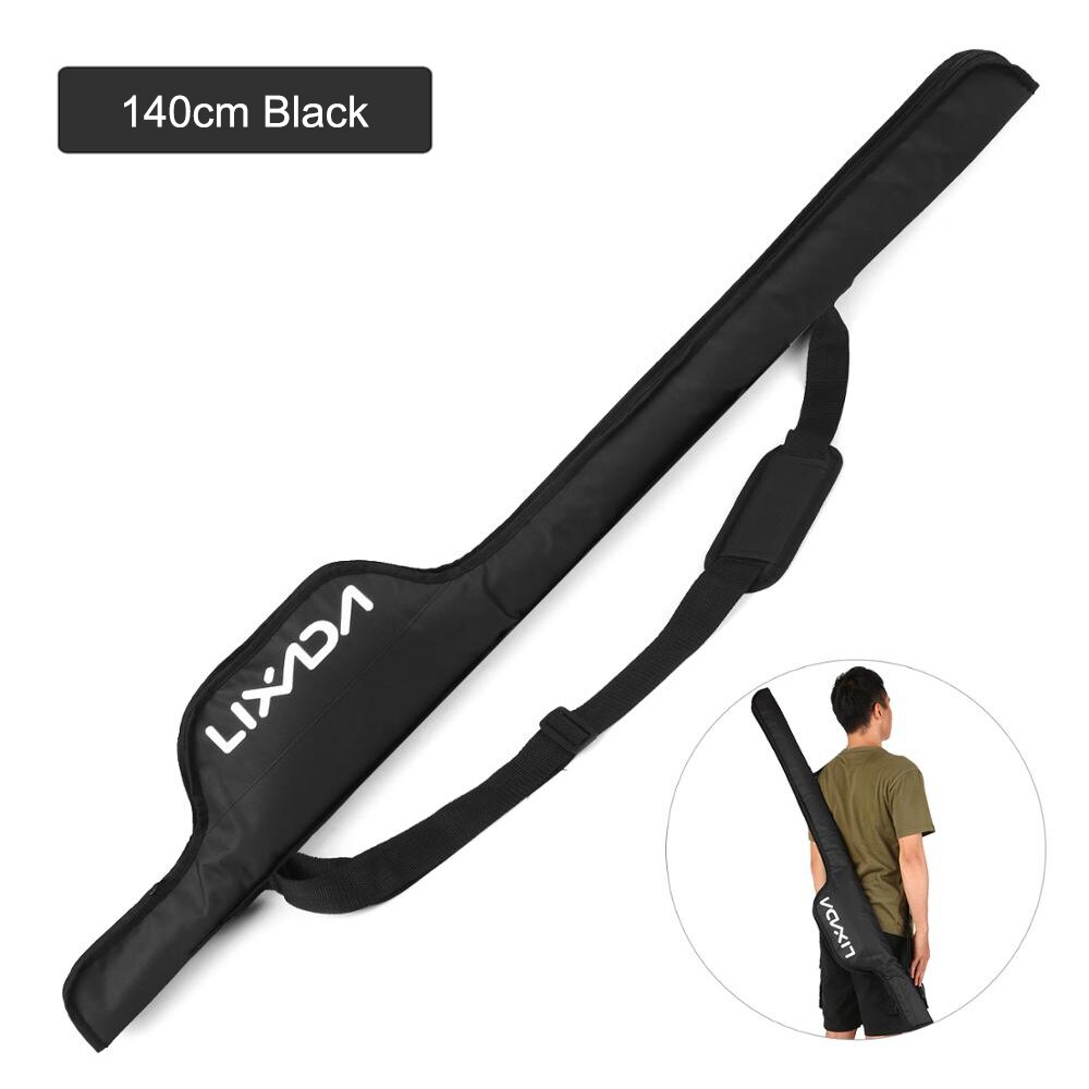 Lixada-bolsa para caña de pescar de 3 capas, caña de pescar portátil para estuche de transporte, carrete de pesca, bolsa de almacenamiento de hombro, 90cm/120cm/150cm: B 135CM Black