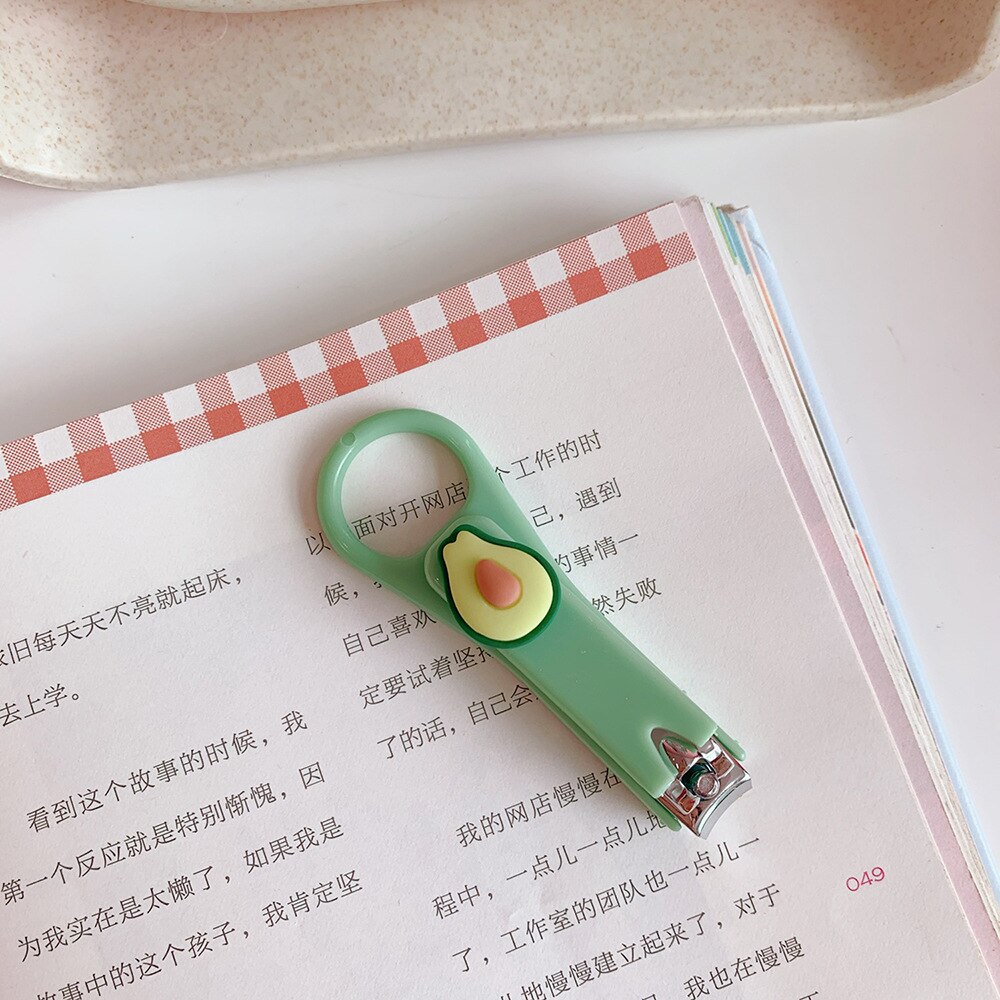 Coloré dessin animé fruits avocat coupe-ongles coupe-ongles en acier inoxydable manucure tondeuse coupe-ongles outils d'art des ongles pour les enfants