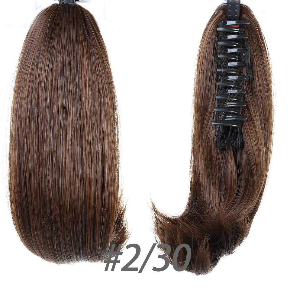 MANWEI, cabello corto liso, marrón, negro, Little Pony Tail, moño de cabello sintético, garra de cabello, extensiones de cabello de coleta: M6-313  30