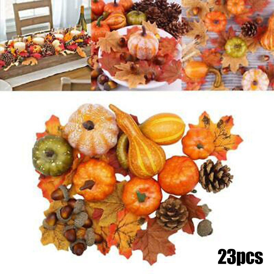 Kunstmatige Pompoen Prop Mini Pompoen Diy Kalebas Acorn Bessen Esdoornblad Voor Halloween Thanksgiving Thuis Oogst Decoratie