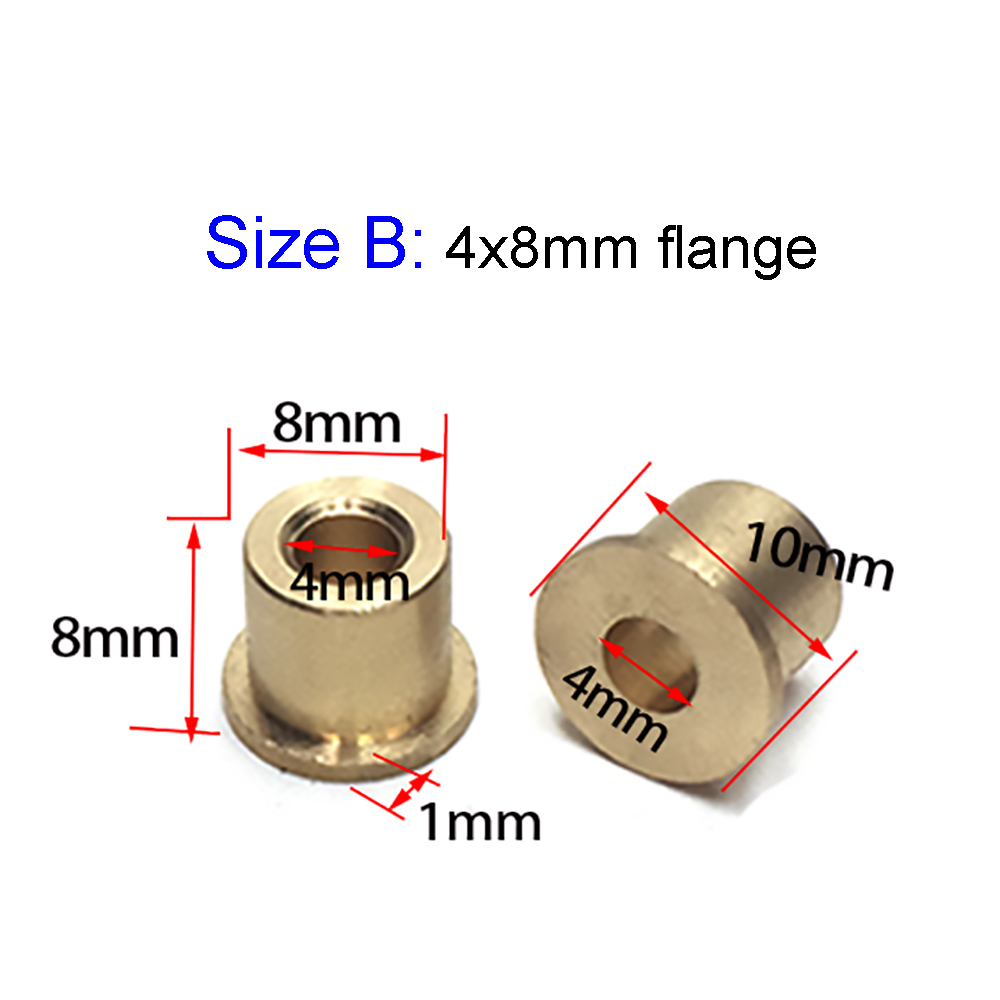 10 Uds. De cojinete de manguito de eje de casquillo de brida de eje de buje de latón para eje de 2mm, 3mm, 4mm y 5mm para barco RC, piezas de repuesto marinas DIY: YELLOW