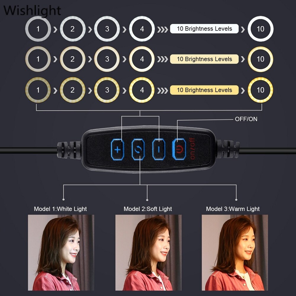 Fotografering selfie ring live light 26cm dimbar kamera telefon ring led lampa med bordsstativ för makeup video live studio