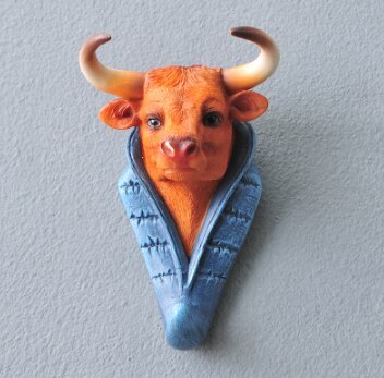 Résine créative 3D animaux crochets Hey chapeau manteau sac patère à vêtements décoration murale cerf Rhino éléphant girafe cheval décors 11: colour 4