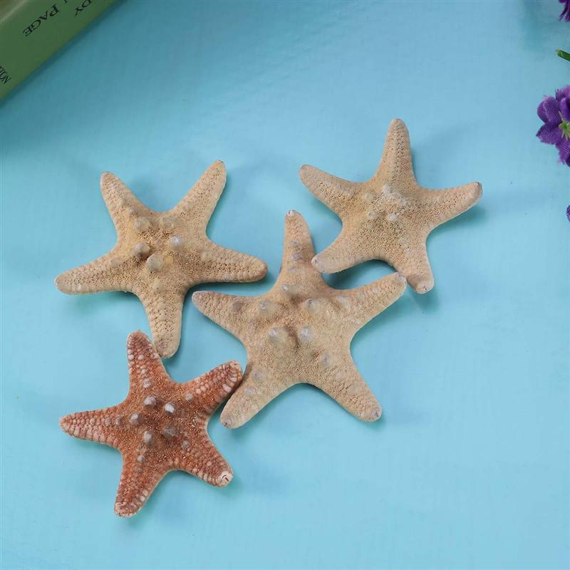 4Pcs Sea Star Carfts Decoratie Diy Strand Huisje Decor Zee Shell Voor Bruiloft Fotografie Party Home Decoratie (4-6Cm)