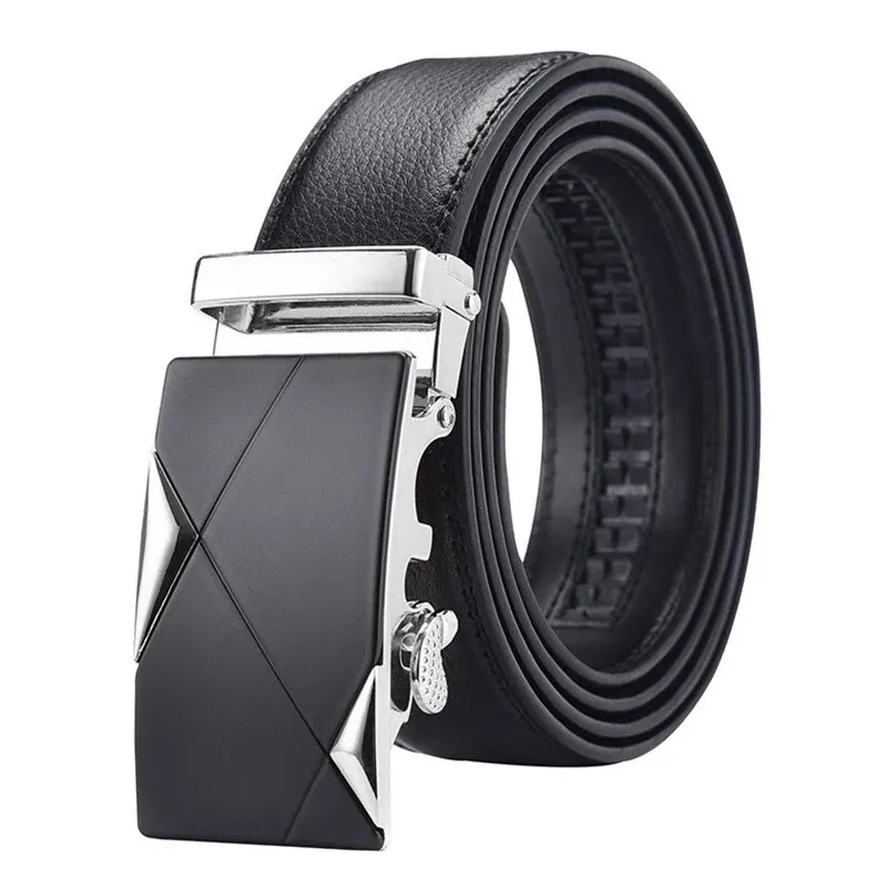 Mode zakelijke herenriem Echte luxe merkriem Metalen gespriem Hoogwaardig PU-leer Zachte riem met cargobroek Jeans: Black