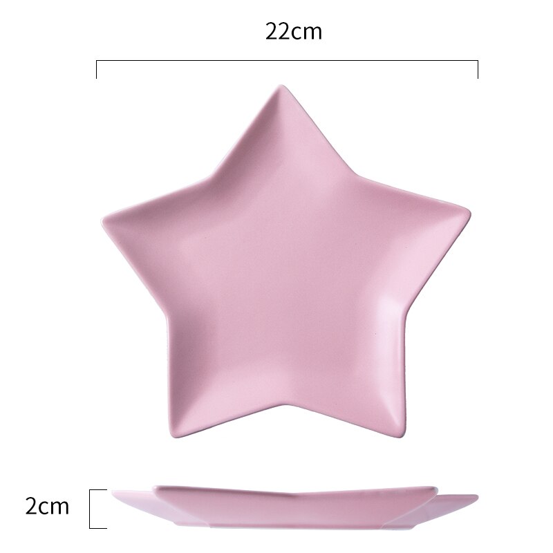 Nordic ins five-pointed star plate ceramic dish household dinner plate western steak plate fruit salad dessert plate: pink