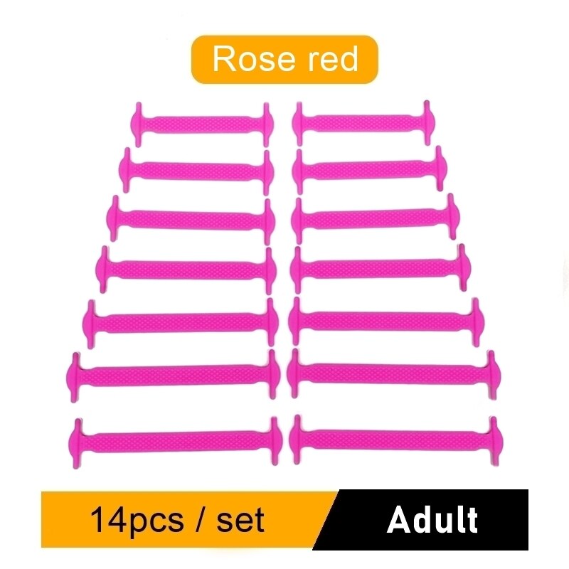 Lot de 16 lacets créatifs en Silicone, élastiques, pour chaussures sans cravates: Pink