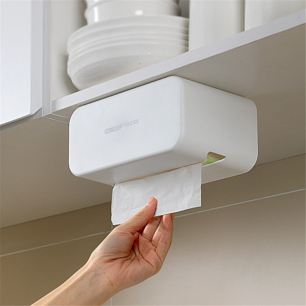 Wall Mounted Bathroom Tissue Box Desktop Paper Storage Box Free Punch Shelf Toilet Paper Holder Bathroom Tissue Dispenser