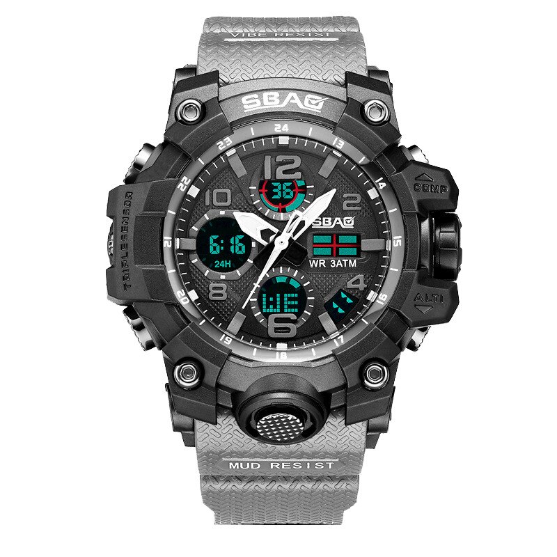 Sbao-relojes deportivos para hombre, pulsera electrónica Digital Led de cuarzo Tpu: J