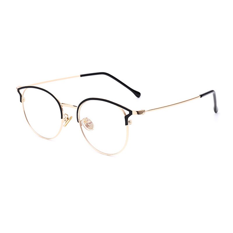 SHAUNA Anti-Blue Light Metal Cat Eye Glasses Frame Cat Ear Optical Frames Women: Black Golden