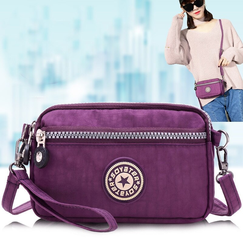 style lightweight nylon cloth bag multi-layer women's messenger bag ladies clutch bag mobile phone bag