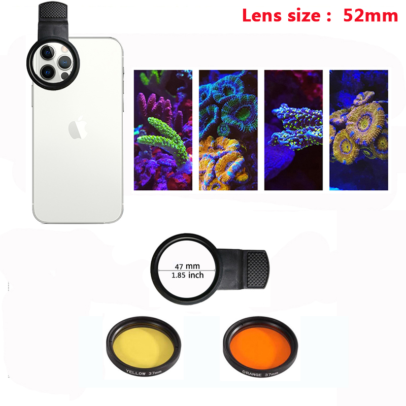 Lente de acuario para pecera, agua salada marina, agua de mar, lente de arrecife de Coral, filtros de cámara para teléfono, lente Macro, terrario acuático de peces: Verde