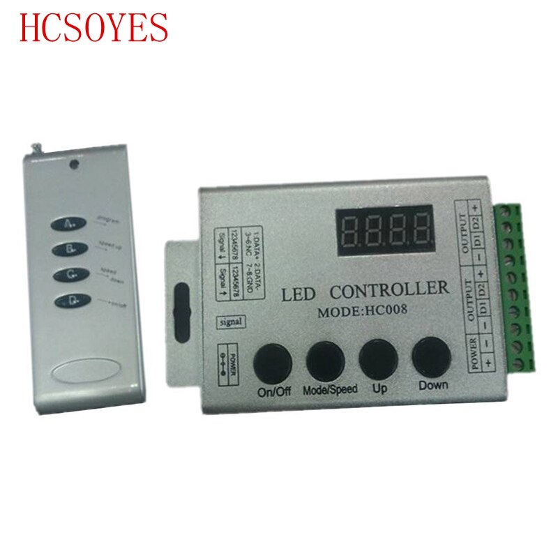 DC 5V 12V 24V 4Keys HC008 programmable rgb led pixel controller 133 effect modes for ws2812 ws2811 2801 LED Strip Light Tape
