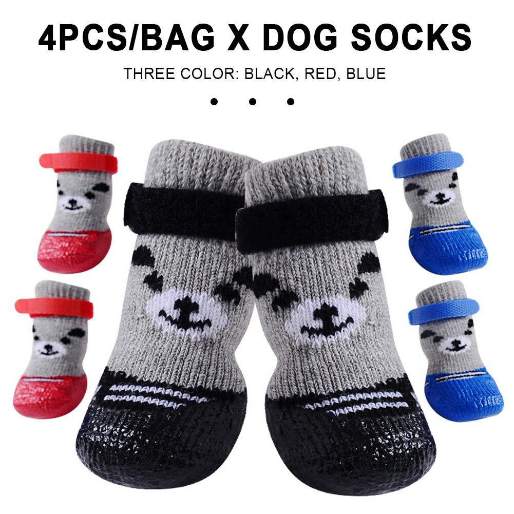 Kuoser 2 paar antislip hondensokken met verstelbare klittenbandsluiting, pootbescherming indoor anti-slip sokken voor grote honden, zachte gripzool, zwart, L