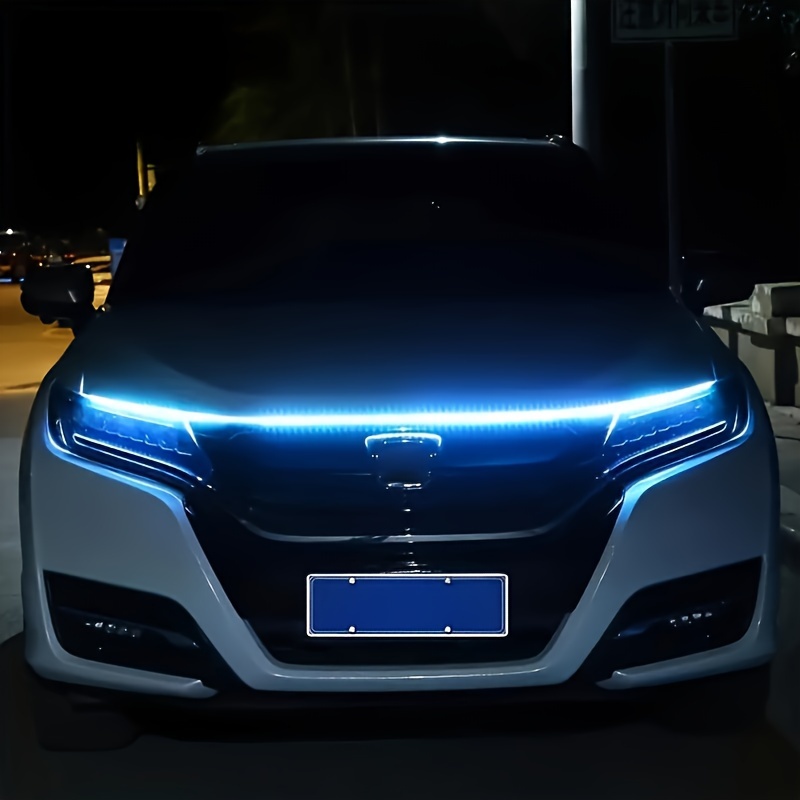 LED Daytime Running Lights Scan Starting Car Hood Decorative Lights DRL Auto Engine Hood Guide Decorative Ambient Lamp 12V: Brown / Crystal Blue
