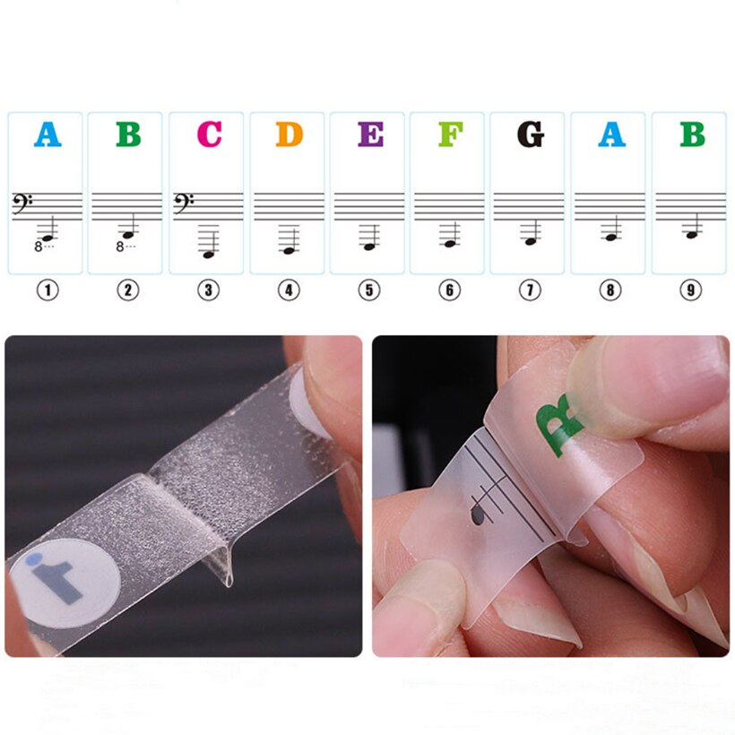 Transparent Detachable Music Decal notes Piano Keyboard Stickers 54/61 or 88-key Electronic Piano Spectrum Sticker Symbol