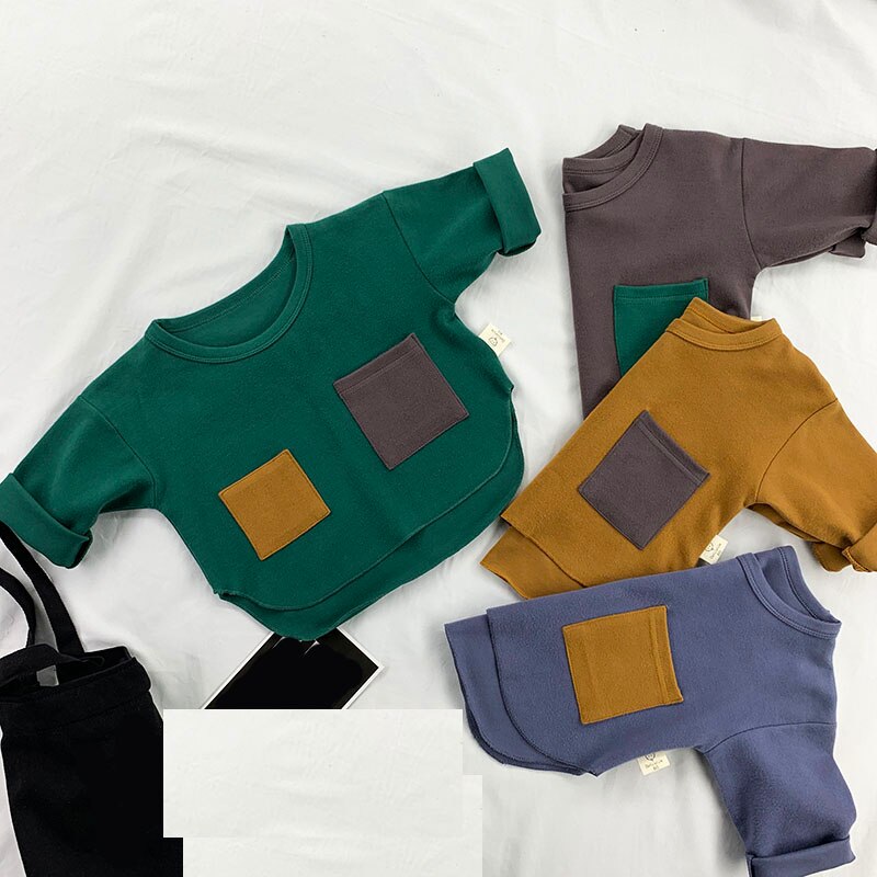 Jongenskleding t-shirts kindertops lente herfst kinder t-shirts voor babyjongens t-shirts lange mouwen peuters 80 ~ 120 patchwork