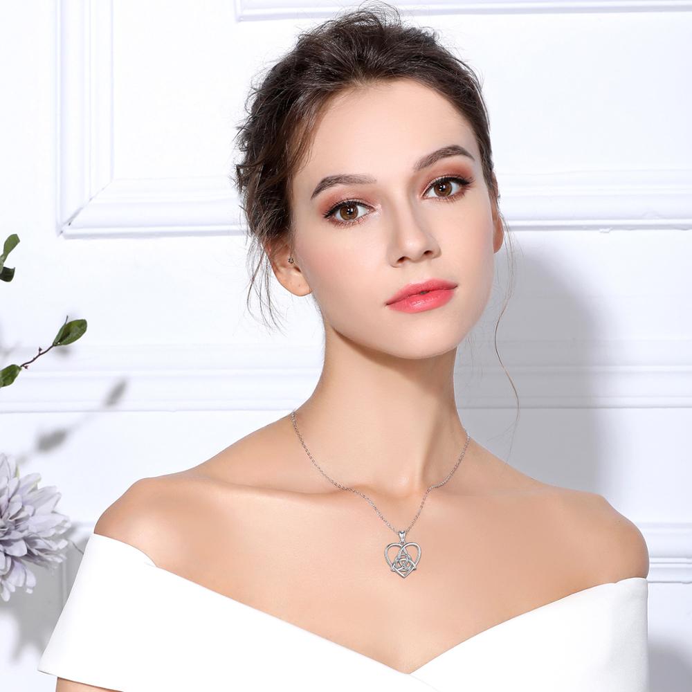 EUDORA 925 Sterling Silver Celtic knot Pendant trinity knot Necklace good luck Jewelry For Lady girl Year D115