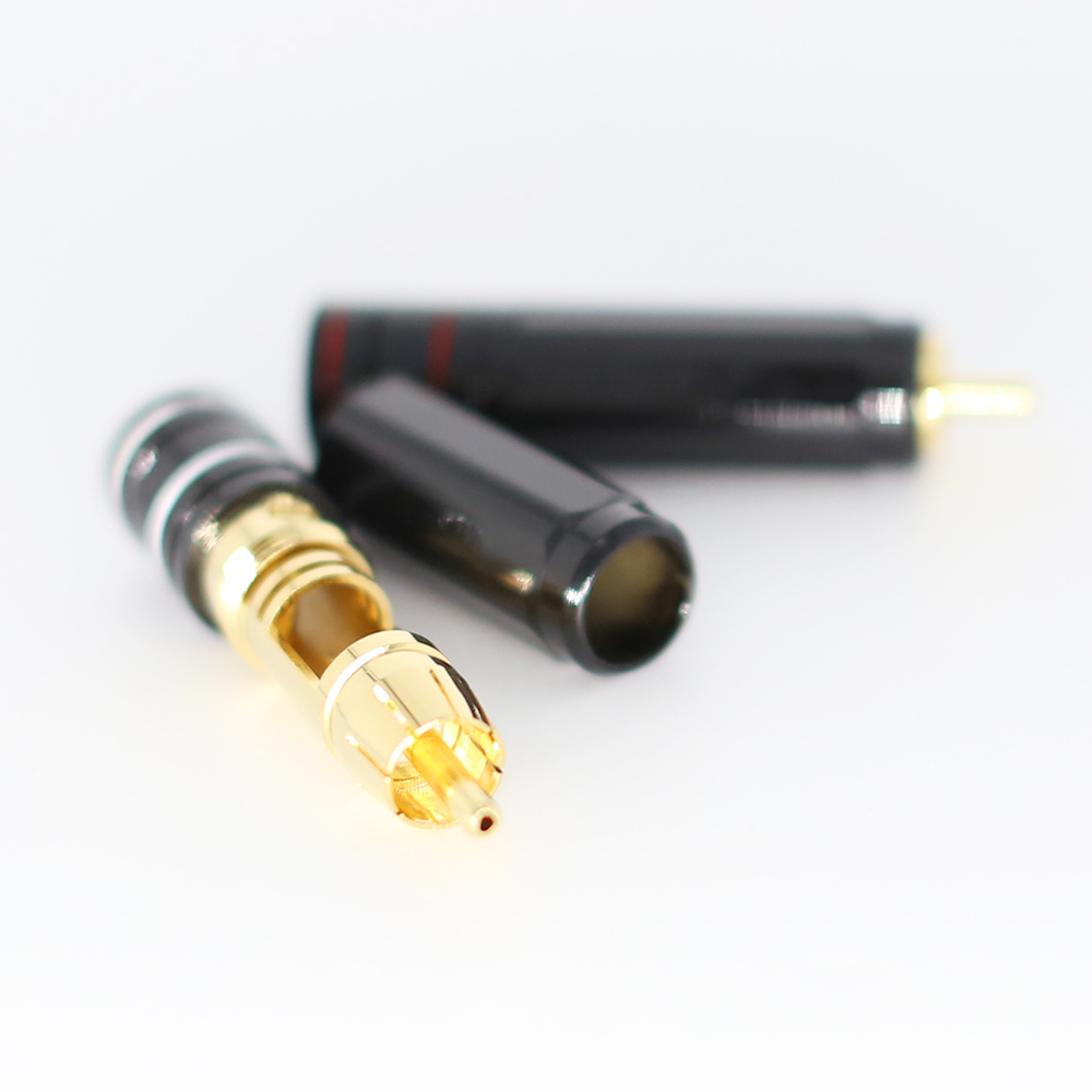 4 kpl kullattu rca-pistotulppa lukko kerätä juote a/v-liitin hifi-liitin diy-kaapelin halkaisijalle