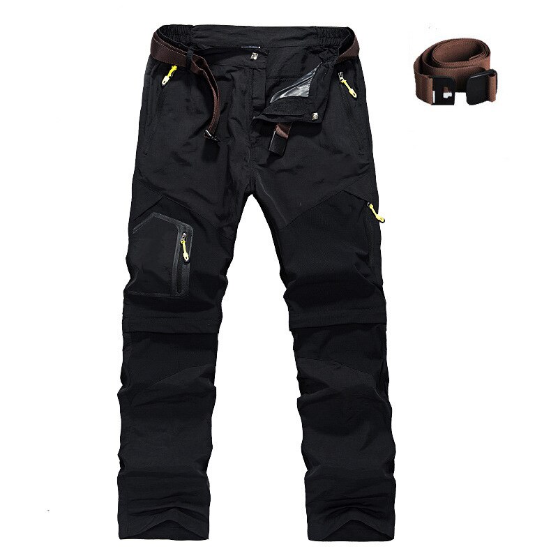 Detachable Hiking Pants Men Waterproof Cargo Pants 5XL Winter Outdoor Trekking Fishing Camping Quick Dry Long Trouser Waist Belt: black / 4XL
