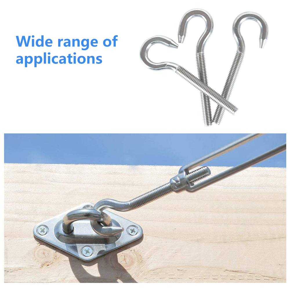 5/10PCS M6 Hook Bolts Screw Steel Hook Bolts Hanging Hooks Bolt for Cabinet Shelf Hammocks Swing Chair Garden Boat