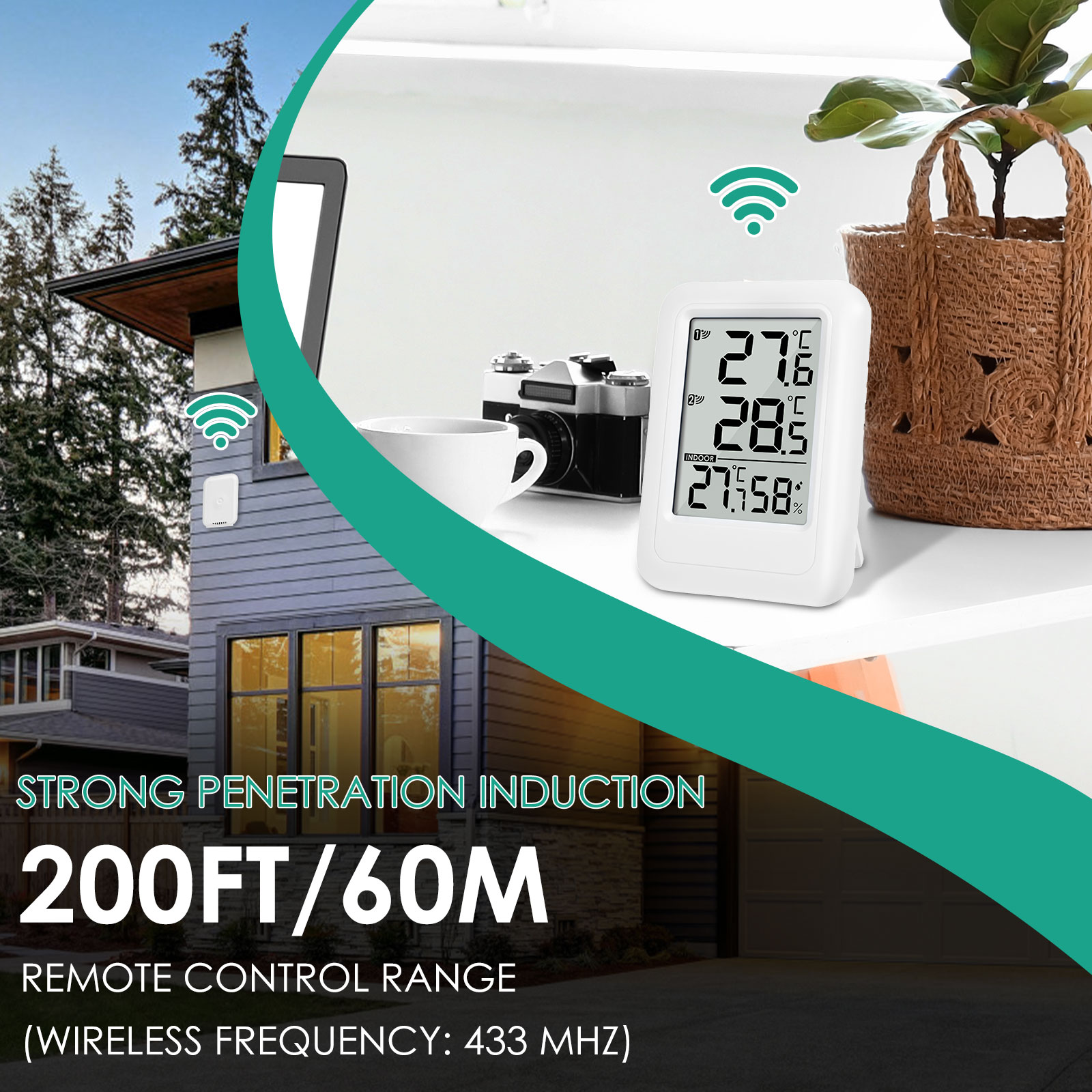 Digital Thermometer Hygrometer Indoor Mini Temperature Humidity Monitor Battery Powered Outdoor Room Thermometer for Home