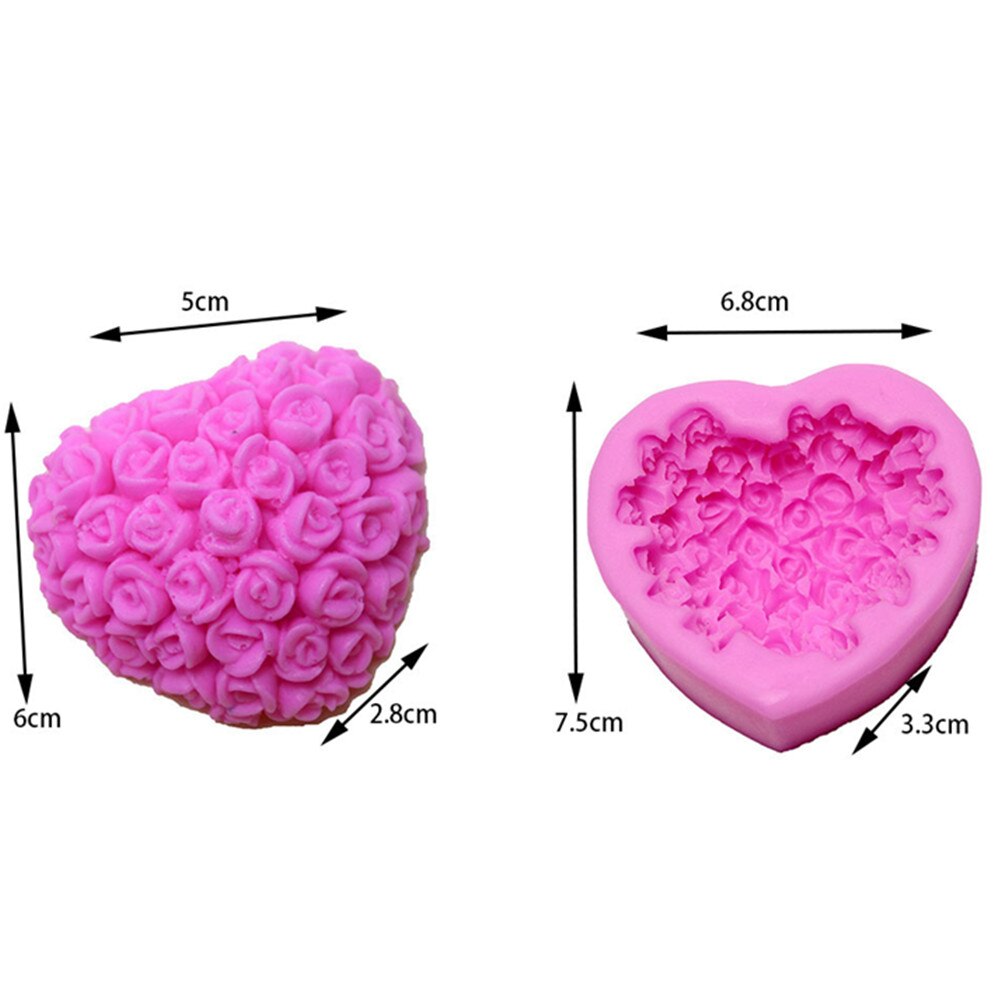 Mooie Hart Zeep Siliconen Mal Bloem Roos Diy Vorm Fondant Zeep Maken 3d Handgemaakte Decorating Mould Handgemaakte Lijm Mold: A