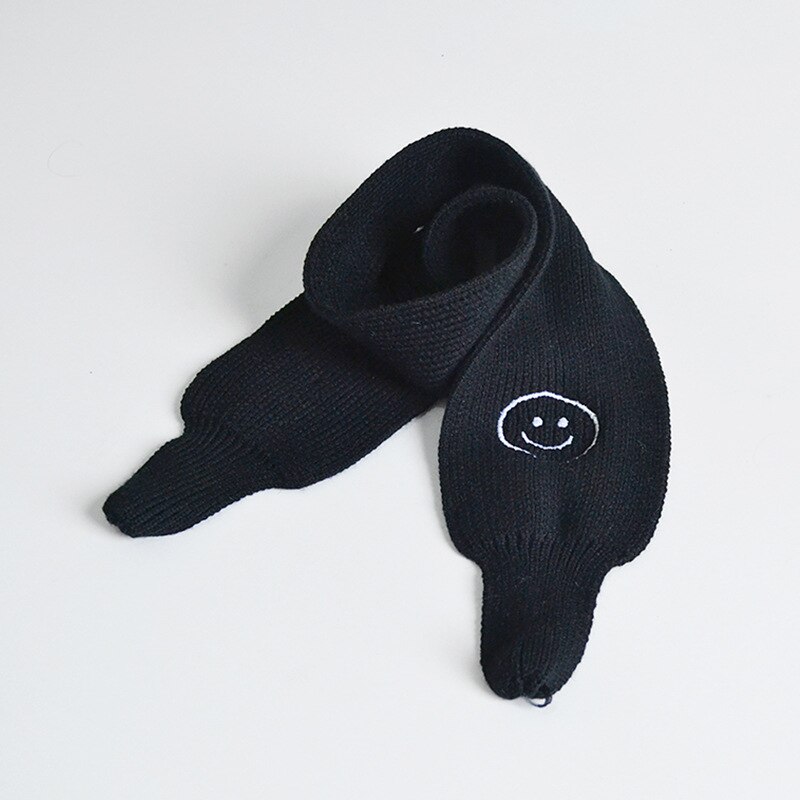 Strikket baby vinter tørklæde varmt ansigt hagesmæk dreng piger voksen efterår vinter neon farve børn vinter slik farve strik tørklæde: Sort