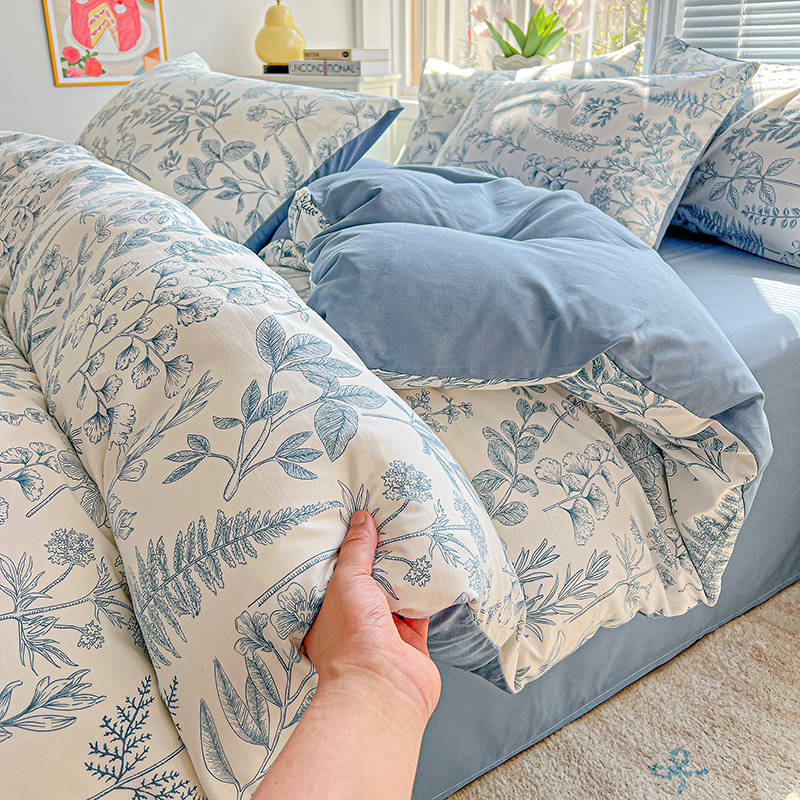 1 Stück lila Lavendel bedruckter Bettbezug Einzel-/Königin-/König-Größe-Bettbezug für Doppelbett, Blumen-Housse de Couchette220 x 240 cm: 150*200CM / Grün