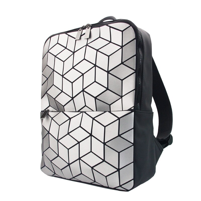 Vrouwen Lichtgevende School Rugzak Geometrische Schoudertas Vrouwelijke Backbag Vouwen Schooltassen Voor Tiener Meisje Hologram Rugzakken: Silver