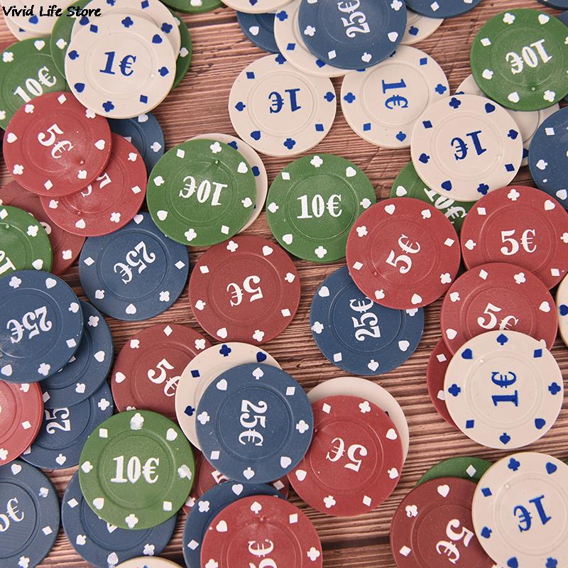 100 stk pokerchip 4 pålydende sæt til texas hold'em blackjack roulette turnering pokersamling elsker