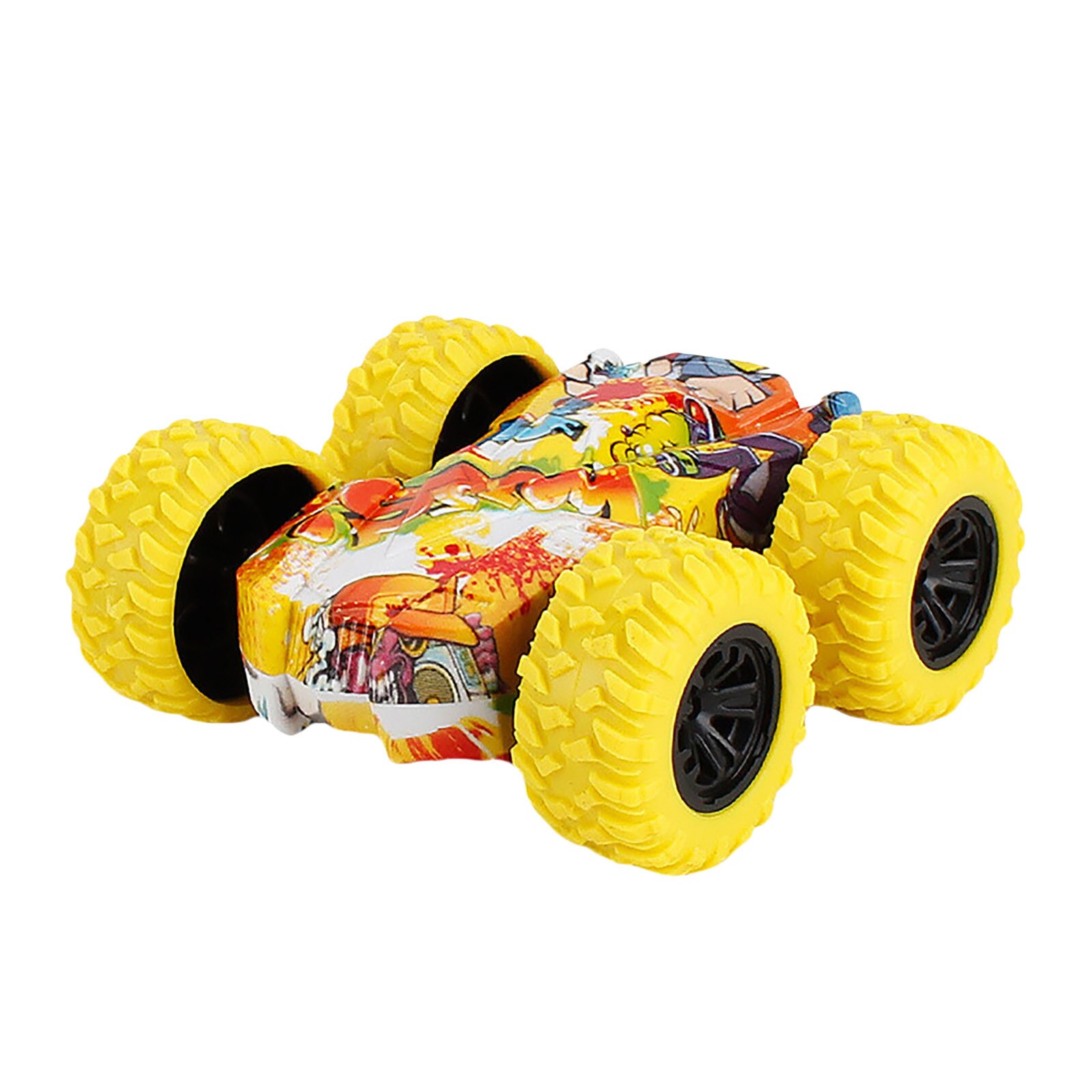 Inertie-Double Side Stunt Graffiti Auto Off Road Model Auto Voertuig Kinderen Speelgoed 5Pcs Voertuigen Dumper Truck Kids auto Speelgoed Voor Kinderen: YELLOW