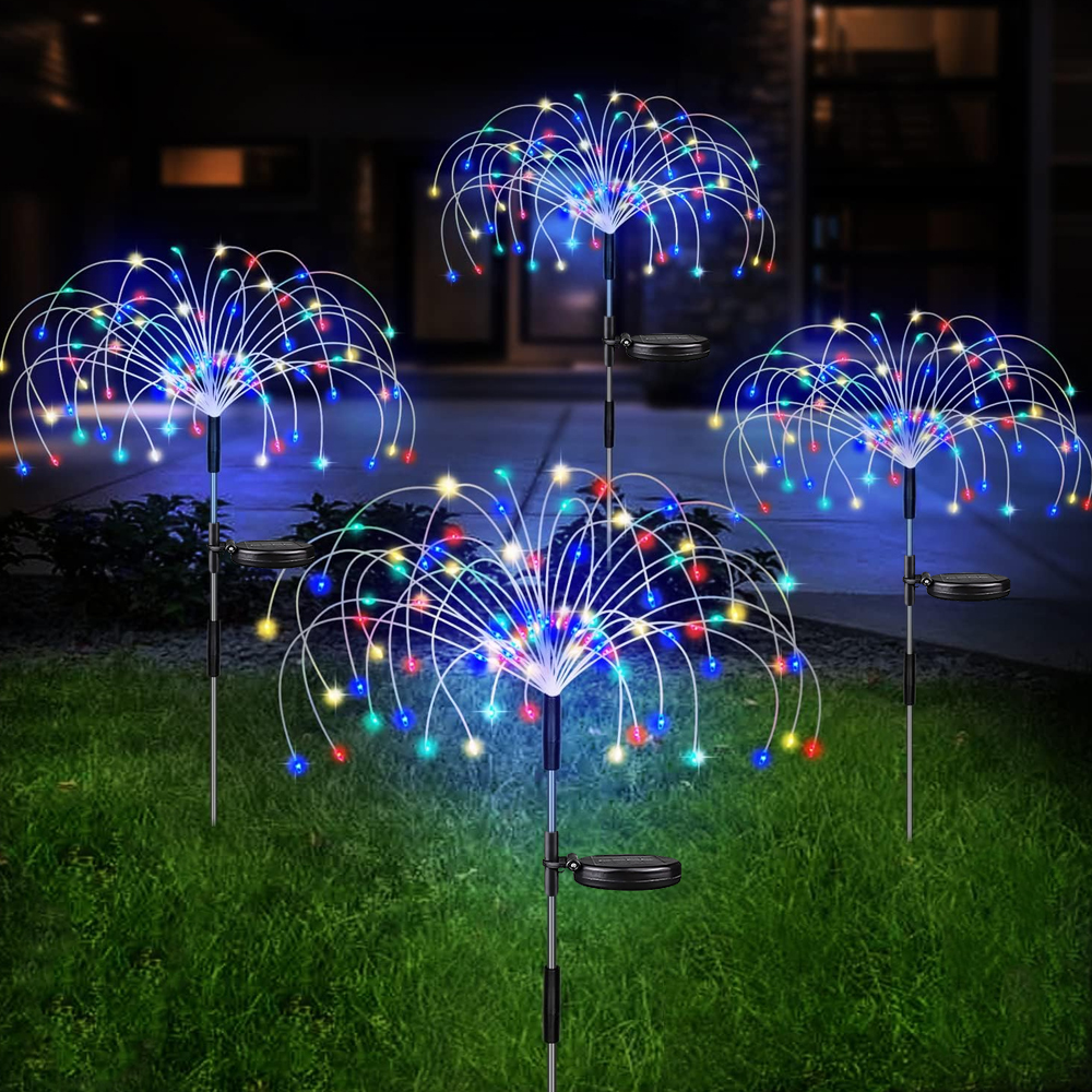 Luz solar de fogos de artifício ao ar livre à prova dwaterproof água solar jardim flor luzes com 8 modos flash string luz de fadas para iluminação ao ar livre: RGB / 0-5 W