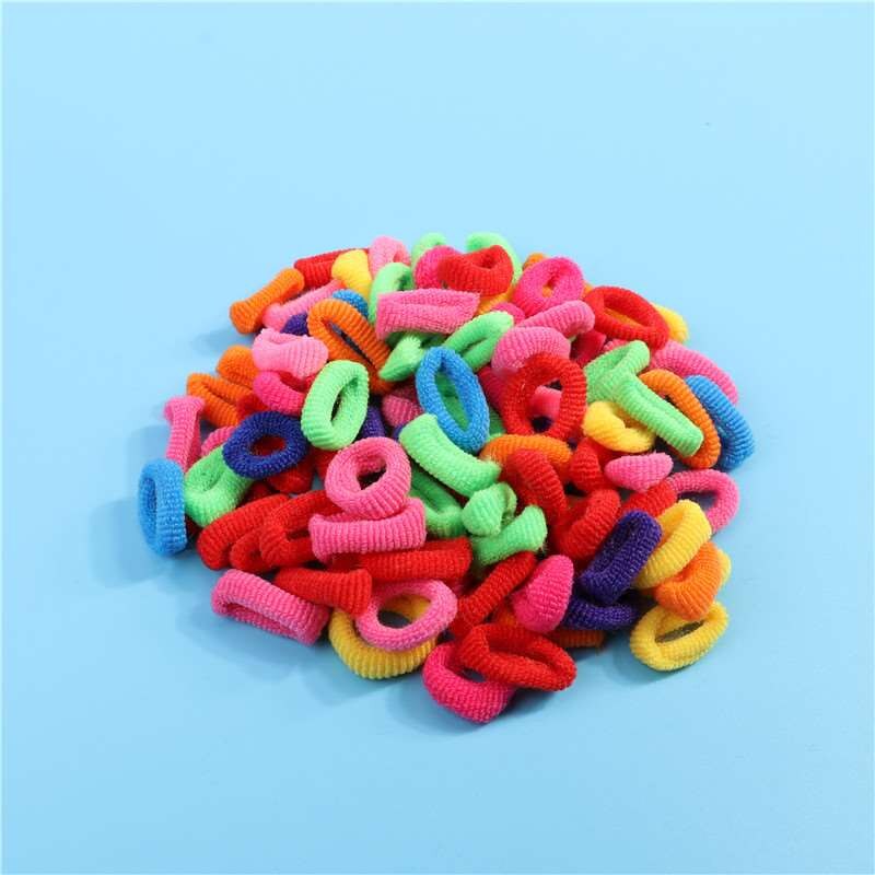100Pcs Meisjes 1.5Cm Kleurrijke Kleine Ring Elastische Haarbanden Paardenstaart Houder Elastiekjes Chouchou Kids Haar Accessoires