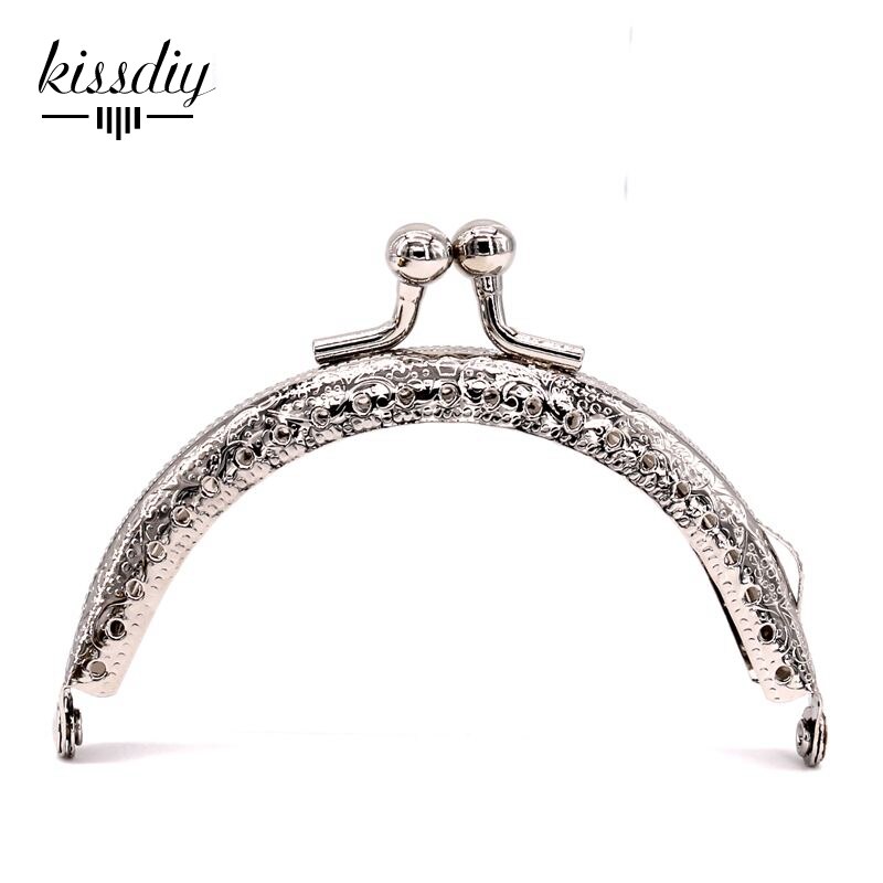 KISSDIY 10 pcs/lot 8.5cm 5 Color mix Metal Purse Frame kiss clasp Handle for Bag Sewing Craft Tailor Sewer bag accessory: Silver