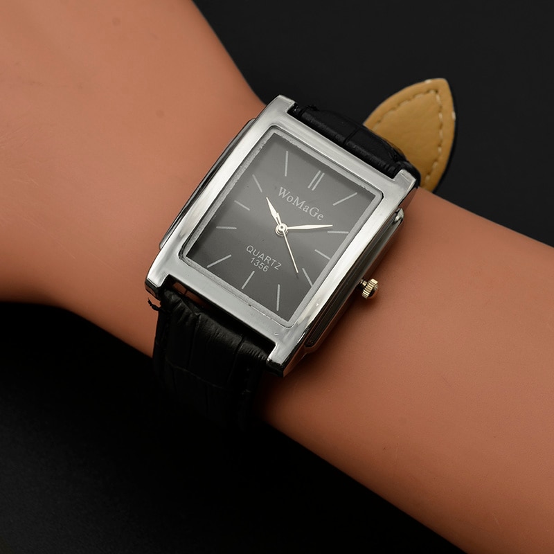 Womage kvinders ure top brand luksus damer ur kvinder ure læderrem kvinders rektangel ur ur reloj mujer
