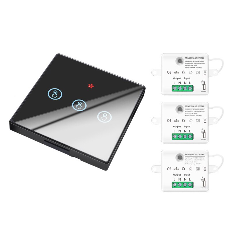 433MHZ Wireless Touch Switch 1/2/3 Gang Wall Touch Light Switch Smart Controller Module Set Switch Controller In Stock: 05