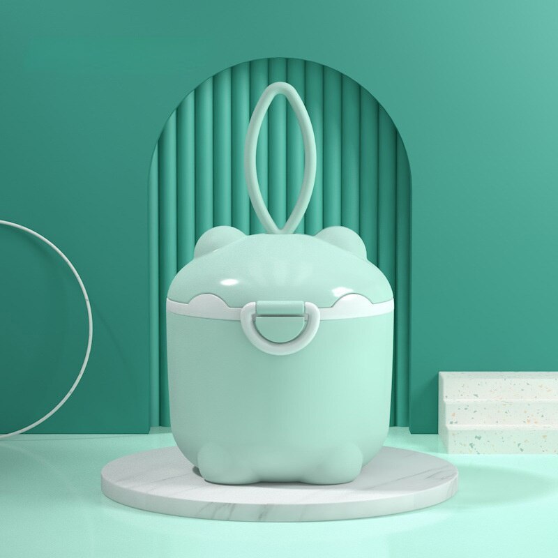 NO BPA Portable Baby Food Storage Cereal Box Milk Powder Cute Cartoon Infant Toddler Snacks Container Formula Dispenser Storager: Mint L