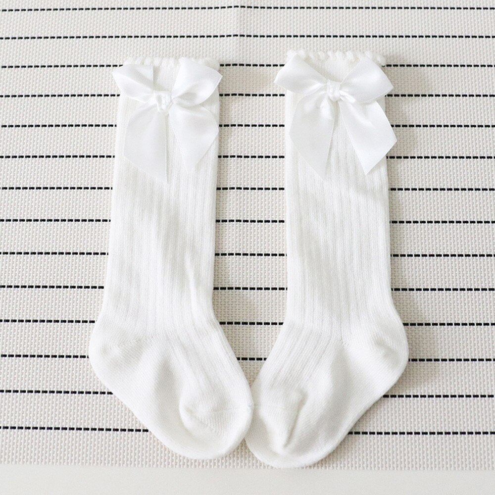Crianças bebê material meninas meias calcetines arco grande joelho alto longo macio algodão rendas meias meninas presentes navidad socks socks socks socks meias de natal