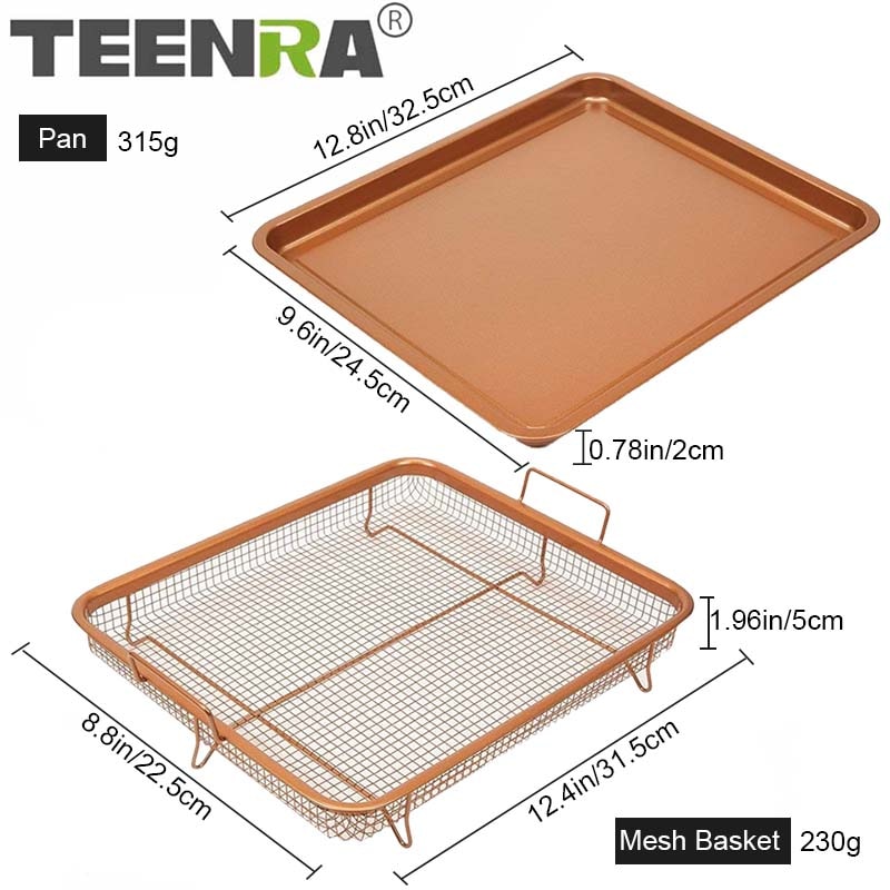 TEENRA Koper Bakplaat Olie Bakken Bakken Pan non-stick Chips Mand Ovenschaal Grill Mesh Keuken Gereedschap