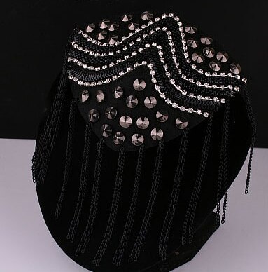 ZY DIY Provided! 2pcs/pair Brand Silver Gold Black Spike Rhinestone Tassel Epaulet Badge alloy badge