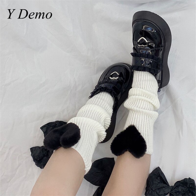 Ydémo – cuissardes chaudes pour femmes, bottes tricotées, chaussettes fines, couvre-jambes, style Harajuku, collection printemps et hiver
