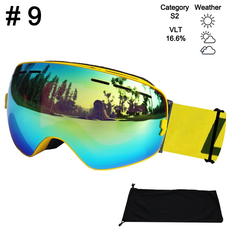 Locle sfæriske skibriller antidugg doble lag  uv400 store skimaske snowboardbriller skibriller briller: Farge 9 glass