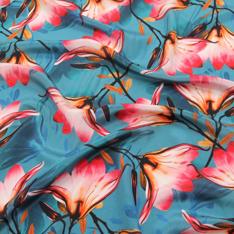 Modne kwiatowe druku czysty jedwab krepa chińska tkanina jedwabna naturalna jedwabna tkanina miękka, SCDC1179