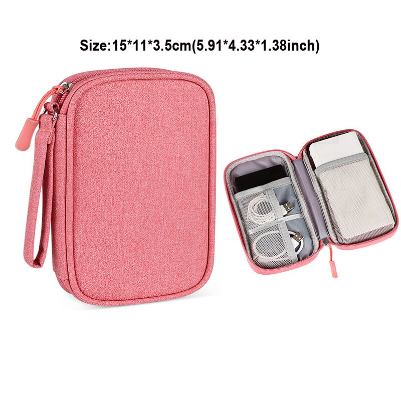 Reizen Closet Organizer Case Voor Hoofdtelefoon Opslag Power Bank Tas Digitale Draagbare Rits Accessoires Charger Data Kabels Pouch: Pink Small